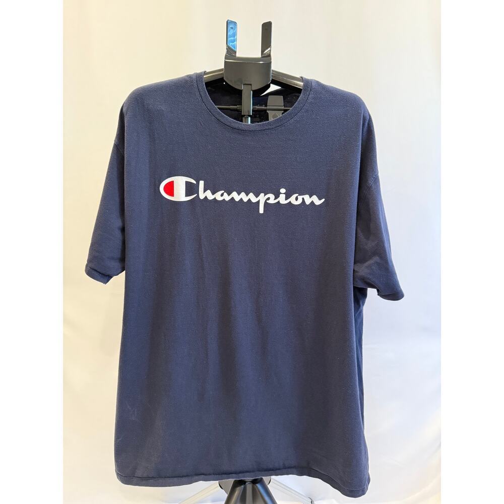 Champion Size 2XL Men's Graphic T-Shirt - Navy‎ Blue